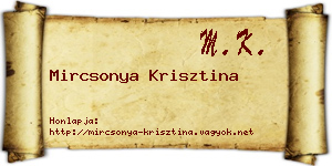 Mircsonya Krisztina névjegykártya